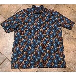 Good Man Brand Shirt Mens Large Floral Short Sleeve Button Up Stretch Casual